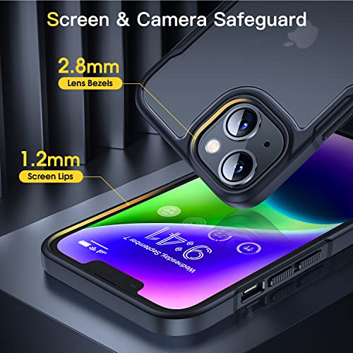 Humixx For Iphone 14 Case [Military Grade Drop Tested] [5-In-1, 2 Pack Tempered Screen Protector + 2 Pack Camera Protector] [Non-Slip] Slim Protective Case For Iphone 14 Phone Cases, Frosted Black #TOP3