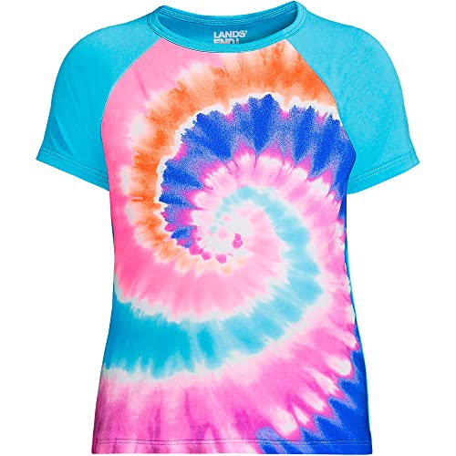 Lands' End G Ss Crewneck Rash Guard Electric Blue Multi Tie Dye Kids X-Large #TOP9