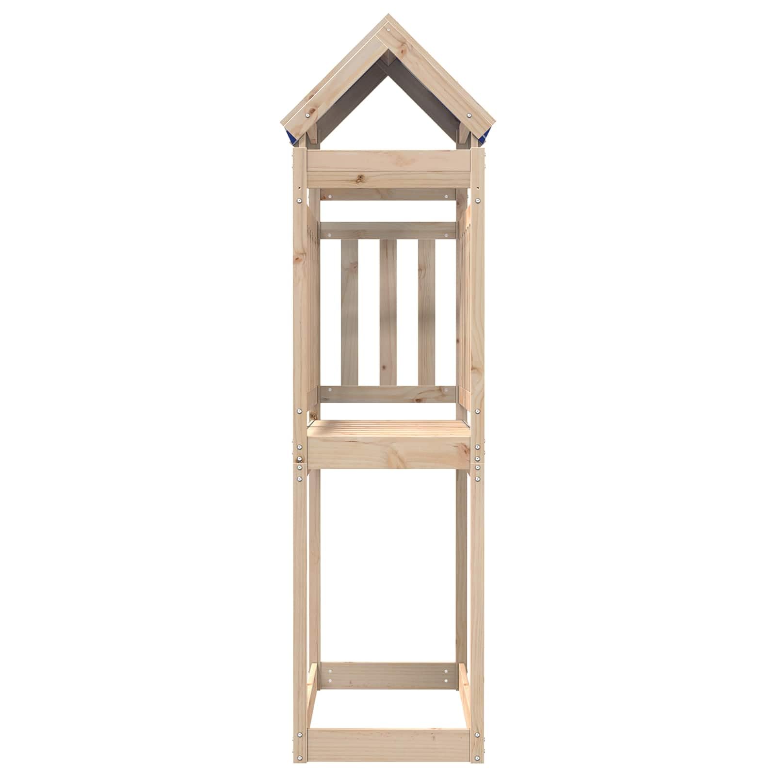 vidaXL Spielturm Braun 52,5 x 110,5 x 215 cm Massives Kiefernholz, Abenteuer wartet, Spielplatzset für draußen, Kletterturm, Rutsche und Schaukel für Garten und Spaß