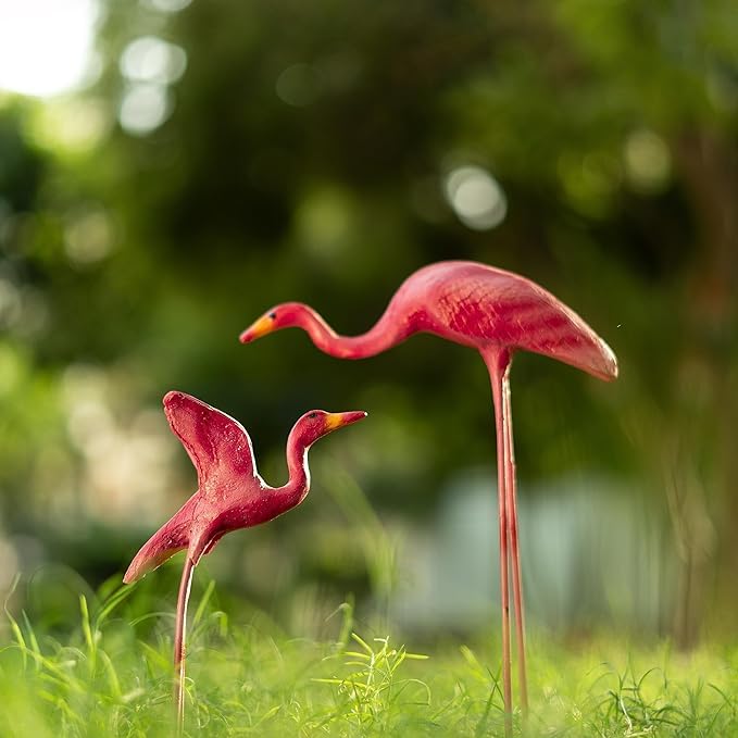 The Decorshed Resin Eagle Bird Set For Garden Decor, Table Decor (Red15.2 Cm, 25.2 Cm), Nature