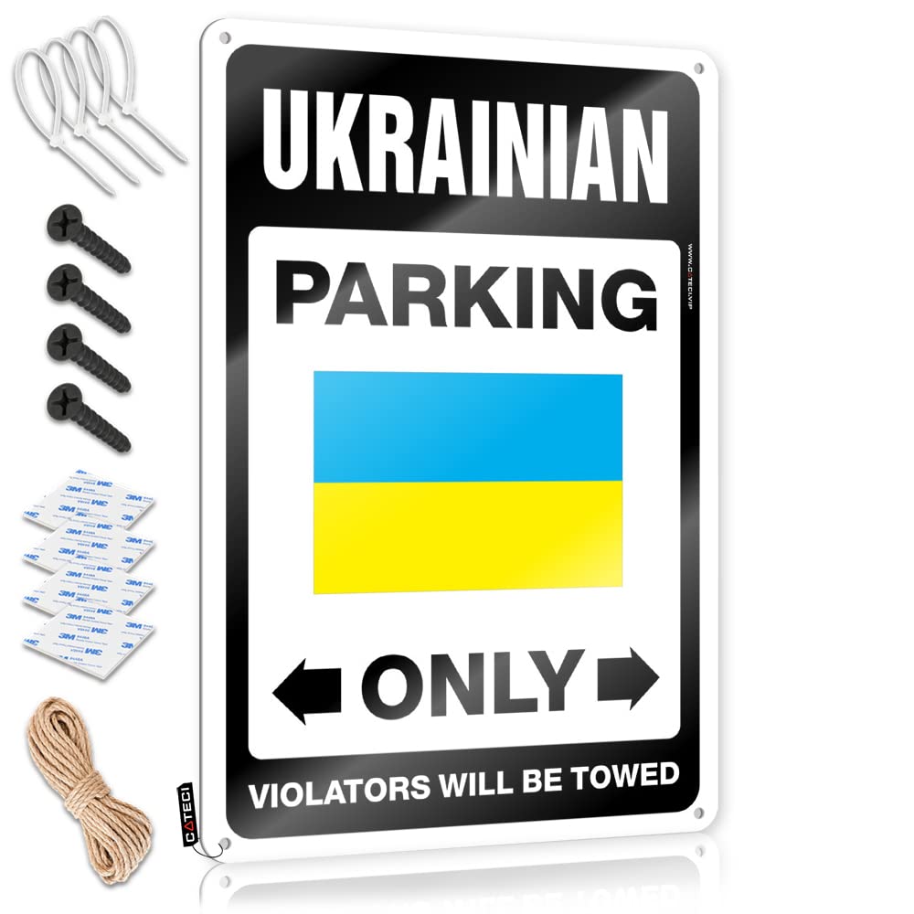 KRAZMURONGD Signs & Plaques Ukrainian Parking Only Tin Sign Coffee Bar Decor Wood Plaques For Crafts(30X40CM)