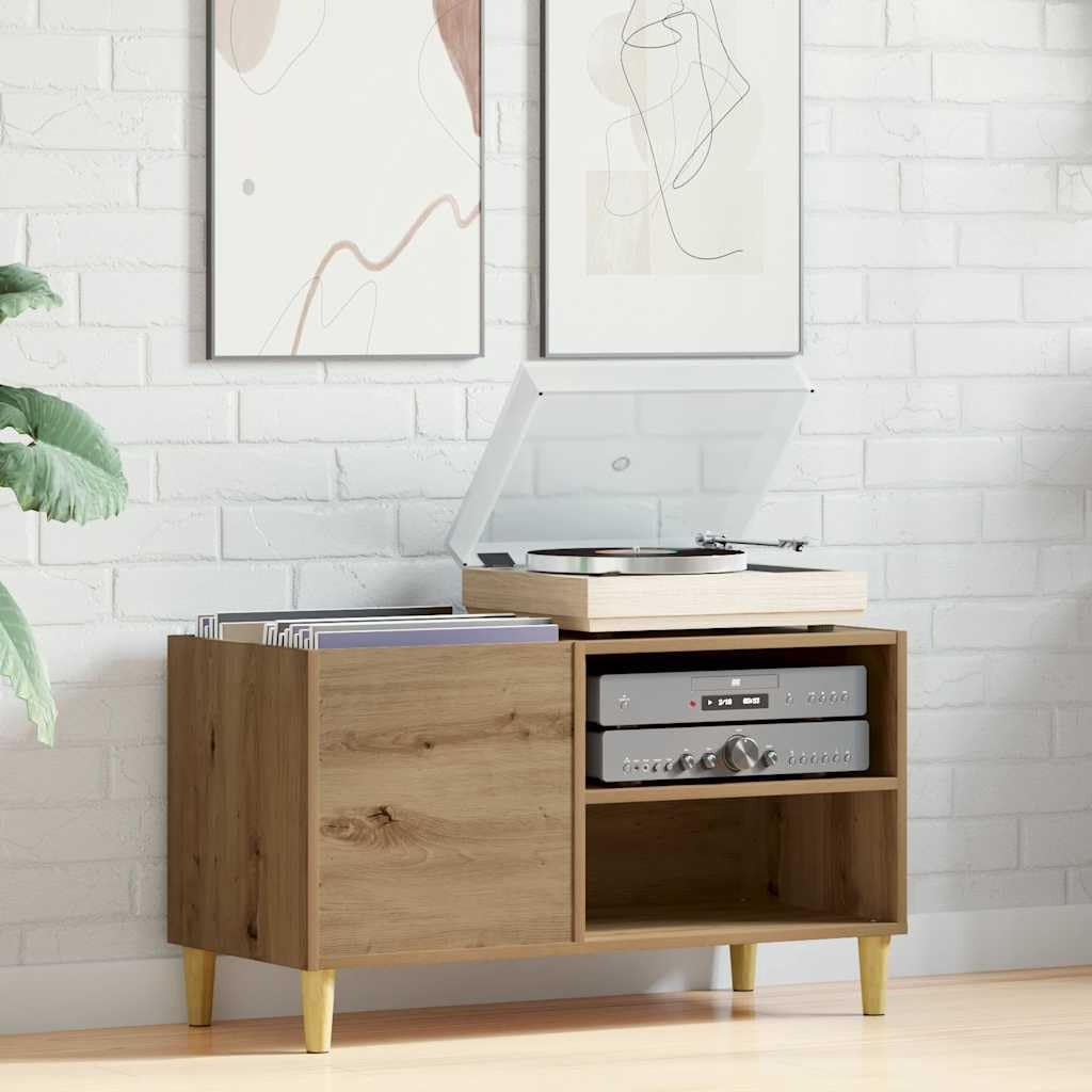 Hothingwell Szafa A Discs Chene 84 5x38x48 cm Drewno Ingenierie | Przechowywanie płyt winylowych LP, wytrzymały blat na gramofon, drewniane nogi, meble boczne lub biurko