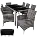 tectake 800798 Set di Mobili Giardino, Poli Rattan Arredamento, 8x Sedie + 1x Tavolo, Morbidi Cuscini, Terrazza Esterni, Coperchio di Protezione -disponibile in Diversi Colori (grigio-mélange/grigio)
