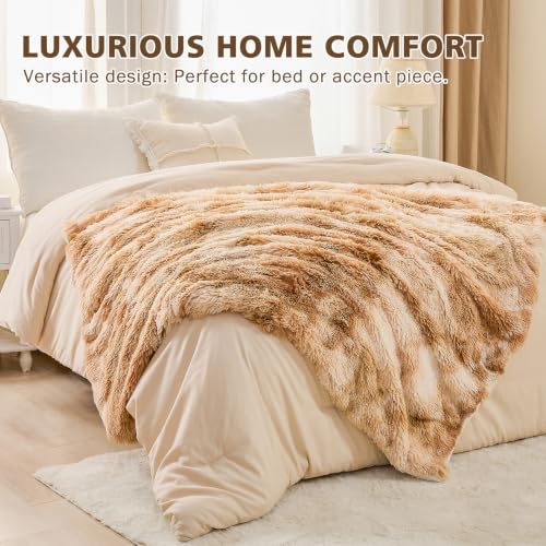 EMME Faux Kuscheldecke Kunstfell – Flauschige Felldecke,130 x 150,Batik