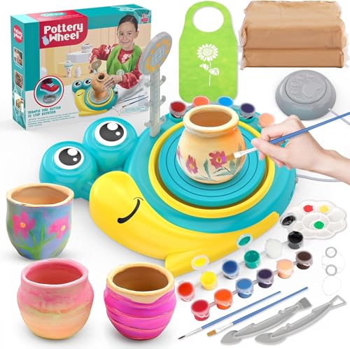 Pottery Wheel for Kids - Complete Art Supplies Arts & Crafts Kit Pottery Painting Kit Crafts for Girls 8-12 Girls Boy Toys Birthday Gift for Kids Ages 6 7 8 9 10 11 12+