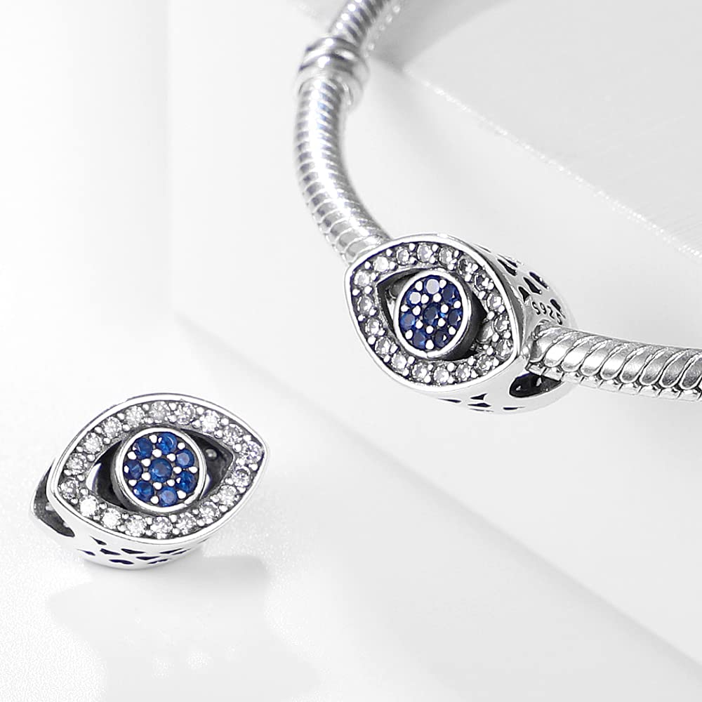 LNQOBU Charms Abalorios para Pulseras 925 Plata Esterlina Ojo del Diablo Pulseras plata Mujer