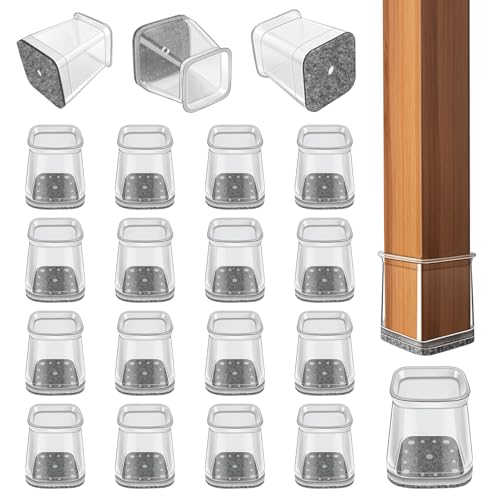 Image of Ansible 24 Pcs Chair Leg Floor Protectors Square | Silicone Felt Furniture Leg Covers for Hardwood Floors, Reduce Noise, Glide Smoothly (Square M Fit:3 /4 inch to 1 inch(19-25mm)
