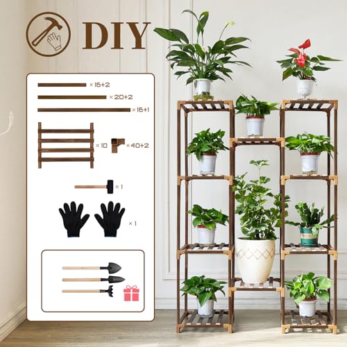 Uneedem-Plant-Stand-Indoor-Outdoor-Tall-Plant-Shelf-for-Multiple-Plants-10-tiers-11-Pot-Large-Plant-Rack-Wood-Plant-Holder-Plant-Shelves-for-Room-Corner-Balcony-Garden-Patio