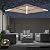 AECOJOY 10ft Solar LED Wall Mounted Outdoor Patio Umbrella, Rectangular Large Offset Cantilever Umbrellas with 180° Rotation Sun Canopy for Deck Pool Garden Backyard, Save Space, Beige