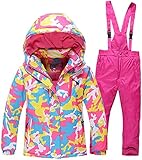 Klassischer 2 Teilig Skianzug(Skijacke+ Skihose) für Kinder Jungen und Mädchen