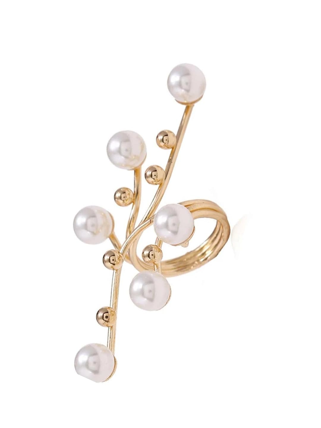 fabulaJewellery Gold Tone Big Branch Pearls Statement Ring for Women & Girls Stylish Latest - Open Ring Adjustable (RSSK25_Z)