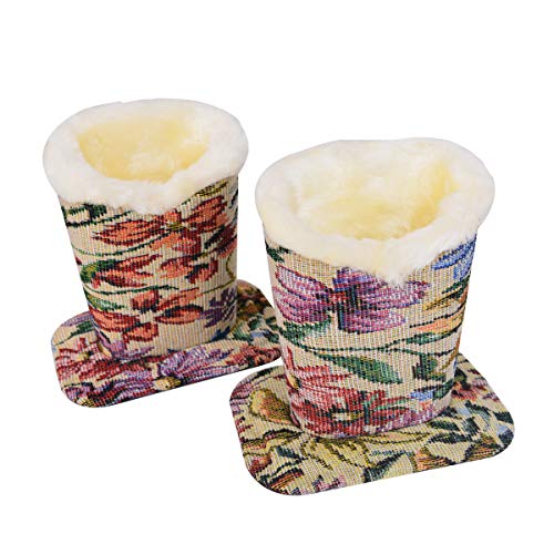 TECKE Pack of 2 Plush Lined Eyeglasses Holder Stand Protective Glasses Case For Desks Or Nightstands (Floral Fabric A)