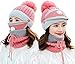 3pcs/Set Fashion Women Winter Knitted Hat Thickened Woolen Cap with Warm Mask and Neck Scarf (Pink2)