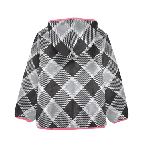 GuoChe Classical Plaid Black White Toddler Fleece Jacket2
