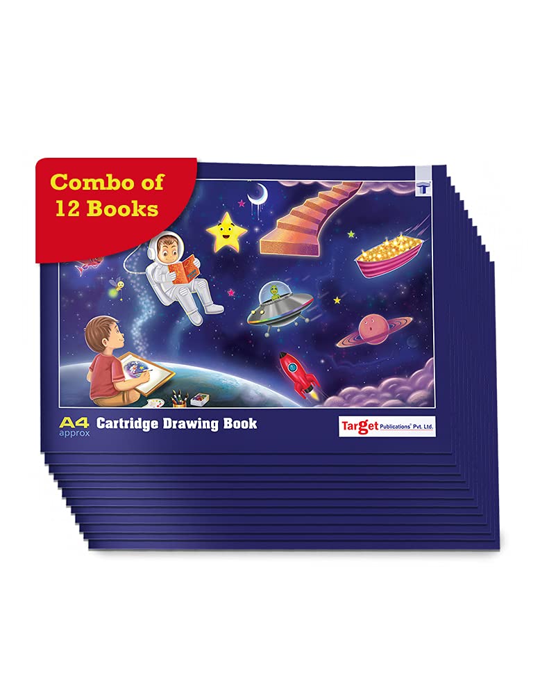 Drawing Book A4 Size Approx | 34 White Blank Pages | 29.5 x 21 cm Approx | Soft Cover | Sketch Pad for Kids, Students & Artists | Best Experience for Drawing, Colouring & Painting | Pack of 12