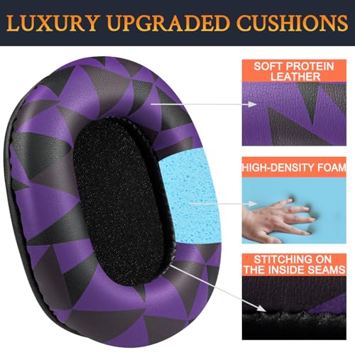 Image of SOULWIT Earpads Replacement for Audio Technica ATH M50X M50XBT M50RD M40X M30X M20X MSR7 SX1 Monitor Headphones, Ear Pads Cushions with Softer Protein Leather, High-Density Foam - M50X PL Purple Black