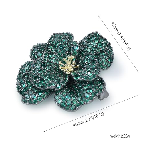 Image of Elegant Crystal Blooming Rose Flower Brooch Lapel Pin Breastpin for Women Birdal Cardigan Hat Scarf Suit Sweater Floral Pins