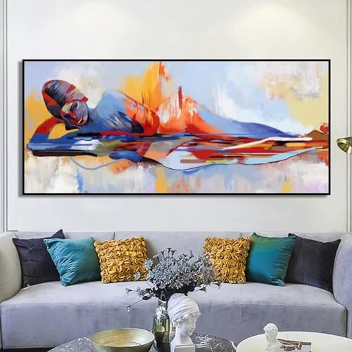 Affiches d'art mural abstraites haut de gamme avec cadre noir mat LSYALUCK format panoramique