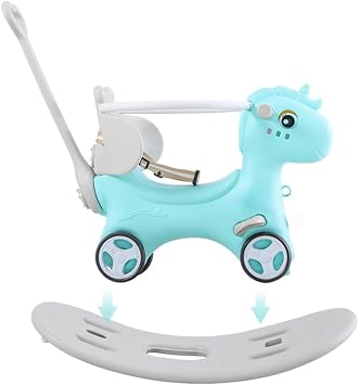 4 in 1 Rocking Horse for Toddlers 1.5-3Years, Baby Ride on Toy with Detachable Balance Board,Footrest and 4 Smooth Wheels, HDPE Material and 40 Swinging,Balance Bike