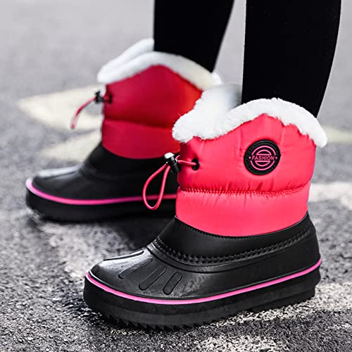 Children Shoes Snow Boots Girls Boys Outdoor Boots Waterproof Non Slip Warm Boots Plush Winter Boot for Kids (Hot Pink, 9.5-10 Years Big Kids)3