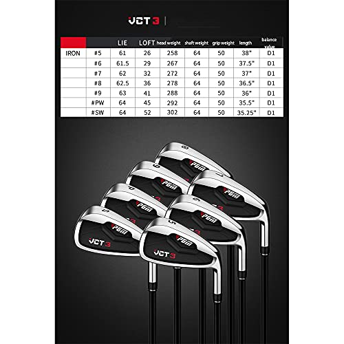 Hombres-Golf-Clubs-VCT3-Hierros-56789PS-diestros-Profesional-Polo-Acero-InoxidableEje-de-Carbono-Hombres-Golf-Putter-Club