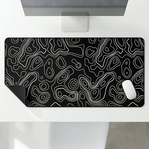 Image of Topography Abstract Desk Mat 458 x 915 mm XXL Extended Mouse Pad for Office & Gaming | Large Keyboard Mouse Pad with Anti-Skid Rubber Base, 3mm Thick, Stitched Edges & HD Printed Surface