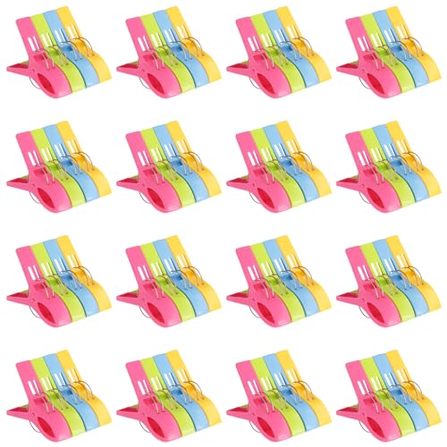ZEONHEI 64 Stück Kunststoff Wäscheklammern Groß Strandtuch Clips Strandtuchklammern Große Handtuchklemme für Kleidung Handtücher Strandlaken 12.5 x 7 3 x 2.3cm