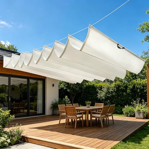 Voile ombrage rétractable vague rectangulaire protection UV solaire toile rechange pergola