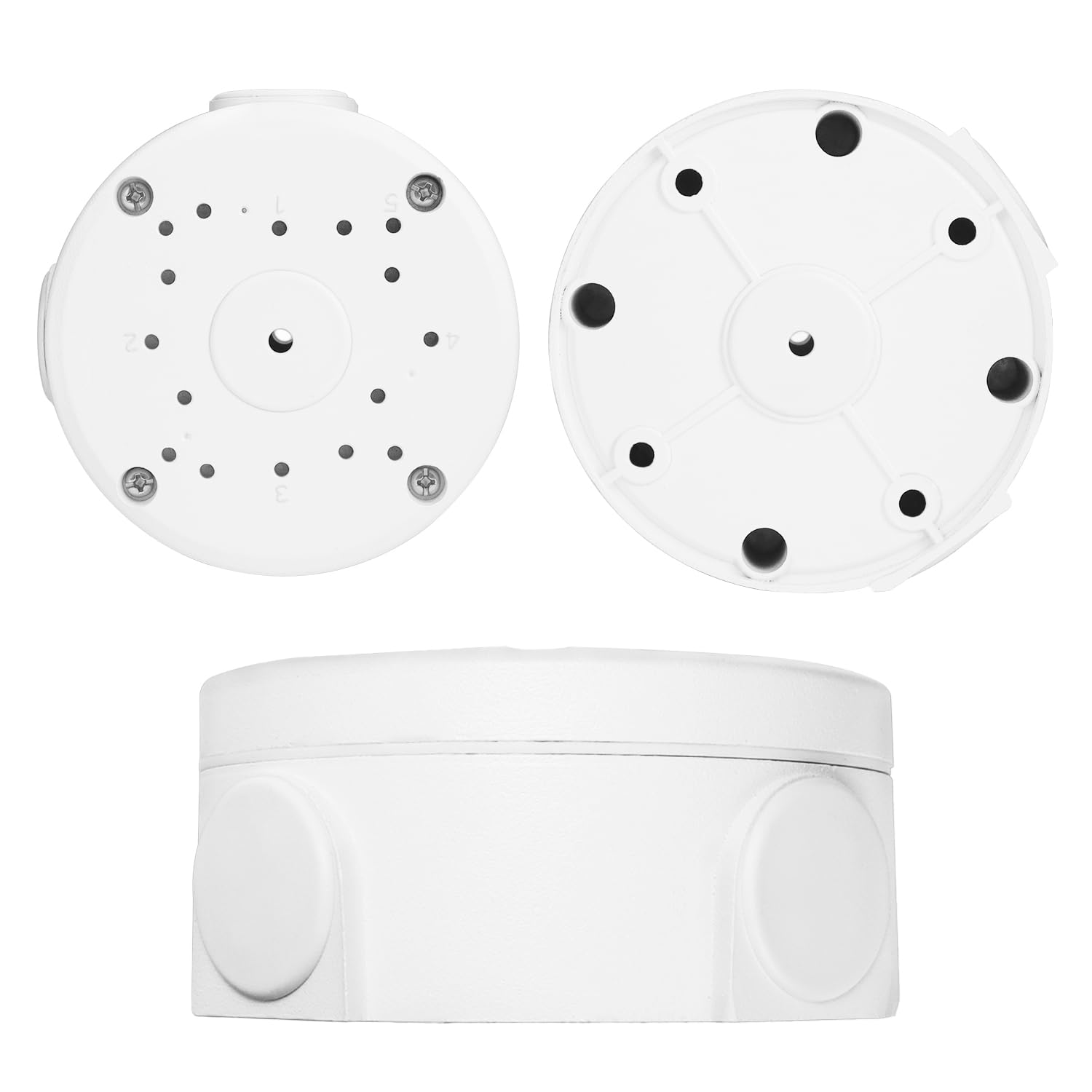 QWORK® 4 Piezas Cajas de Conexiones para Cámaras Fabricadas, Cajas de Conexiones en Aluminio, Caja de Cables Impermeable para Cámaras Tipo Bala, para Montaje en Pared y Techo