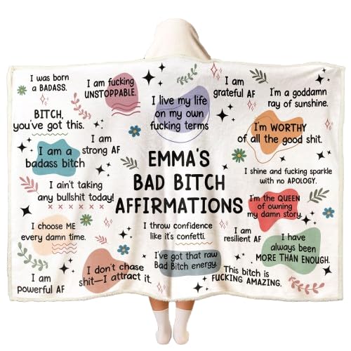 Macorner Personalized Affirmations Wearable Blanket Hoodie, Mental Health, Christmas Inspirational, Motivational Gifts