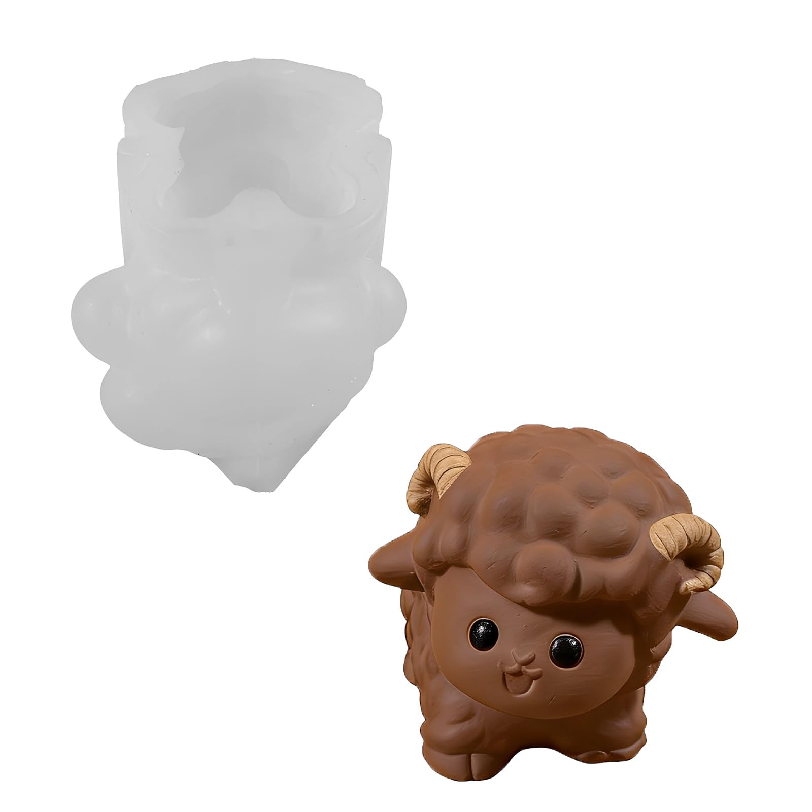 LUCKGONI Flexible Silicone Sheep Candle Mould For Crafting Handmade Candle Soap Chocolate With Detailed Designs
