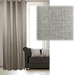 Cortinas De Lino Baratas JEMIDI Cortina Opaca Efecto Lino - Cortina Individual de 140 x 245 cm con Ojales de Metal - para salón Dormitorio Cocina Comedor - Color Gris Claro