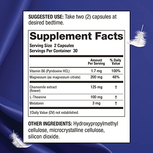 SleepXL Sleep Supplement Non-Habit-Forming Formula - Fall Asleep Faster & Sleep Longer - 5 key ingredients include Melatonin, L-Theanine, Chamomile, Magnesium & Vitamin B6 (60 Capsules, 30 Servings) - Image 7