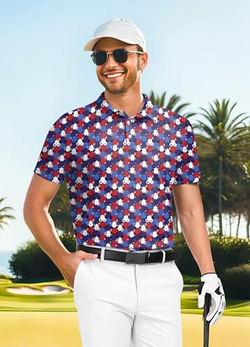 Funny Golf Shirts for Men Short Sleeve Funny Print Quick-Dry Polo Shirt Hawaiian Beach Summer 4th of July Golf Shirt miniatura 3