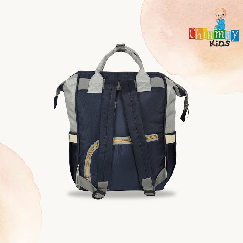 Image of Chinmay Kids Baby Diaper Backpack for New Born Baby Mother /Mom Stylish Polyester Organizer Bag for Casual Travel Outing & Traveling (Dark Blue Grey, 16 X 9.5 X 7.5 in)