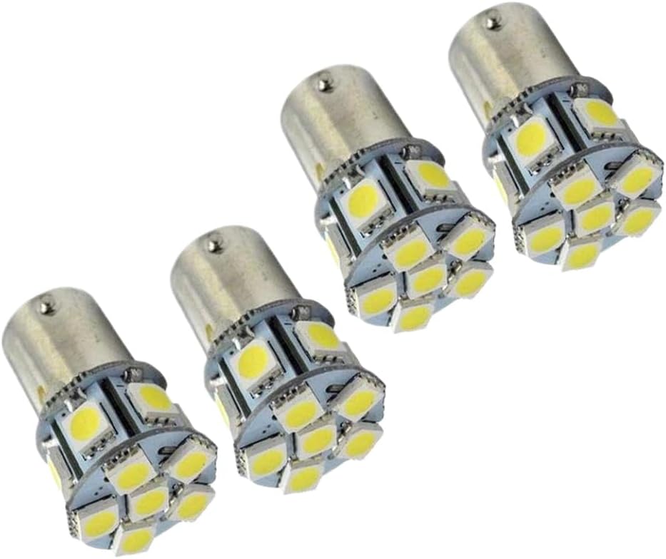 4PCS 12V 2W 13 LED SMD Side Marker Light Interior Indicator Bulbs Tail Brake Reverse Lamp Auto Accessory Compatible with Car RV Camper 1156 BA15S