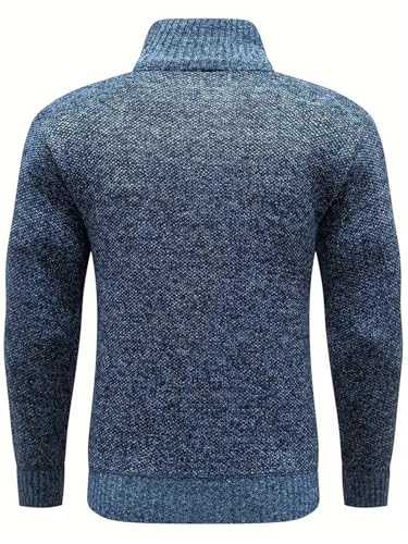 Mnjyihy Men Turtleneck Pullover Sweaters Casual Long Sleeve Half Zipper Slim Fit Comfortable Knitted Sweater3