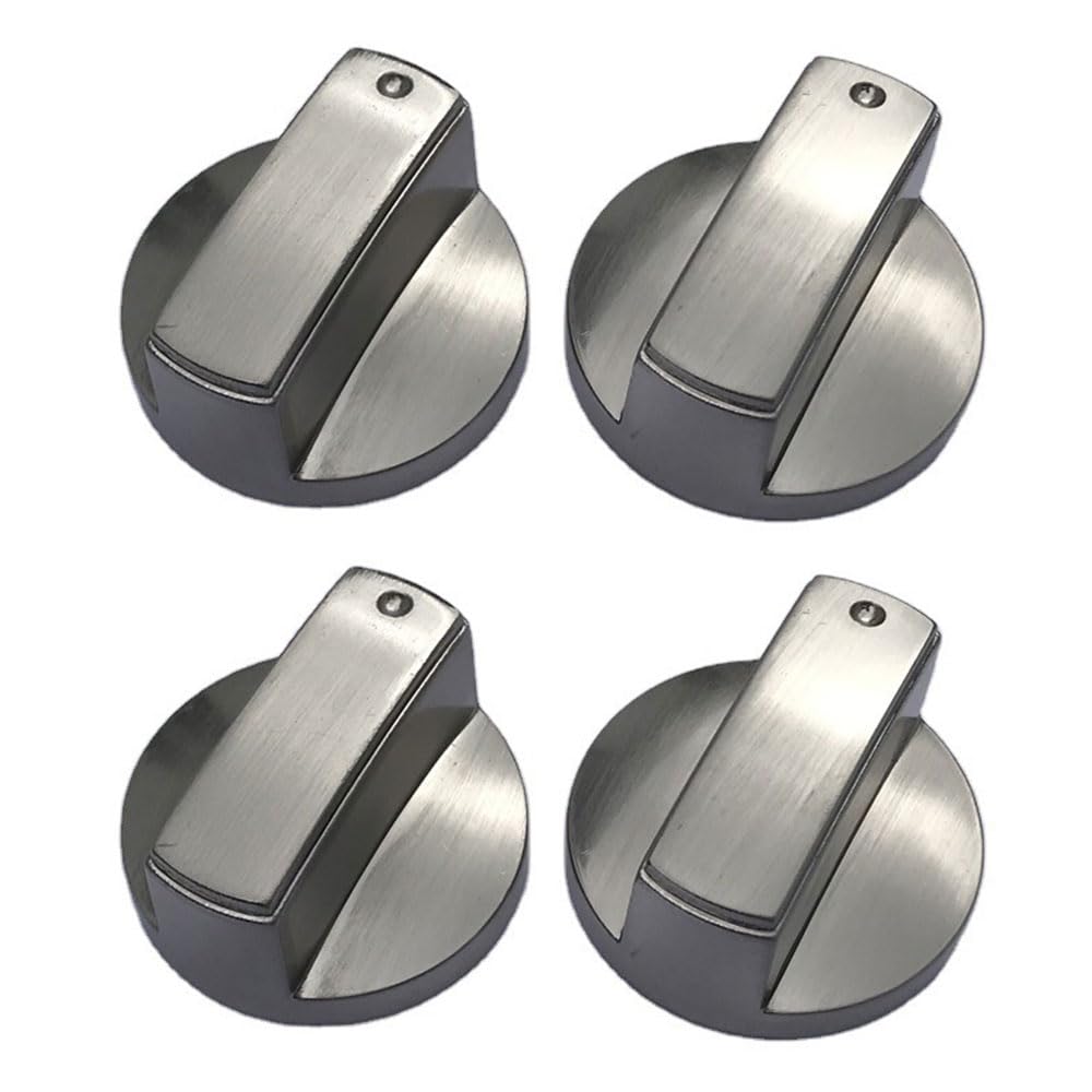 Miguosjiaone Silver 6Mm Gas Stove Knobs - 4 Pcs Temperature Resistant Adaptors For Kitchen Cooktop And Various Ovens