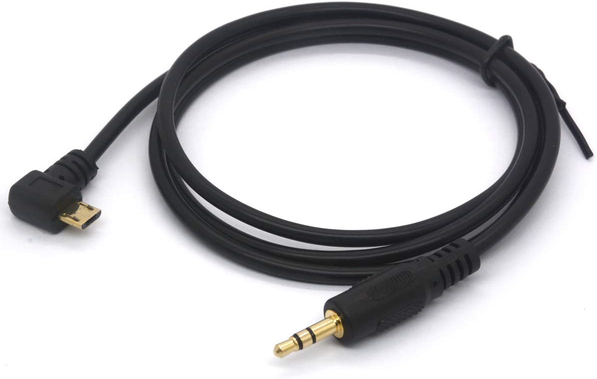 3Ft/1M 90° Micro USB to 3.5mm Cable Car AUX Audio Output Adapter Audio Jack Lead (Micro-USB to 3 Pole 1/8 Stereo Cord) (3Pole 3.5mm)