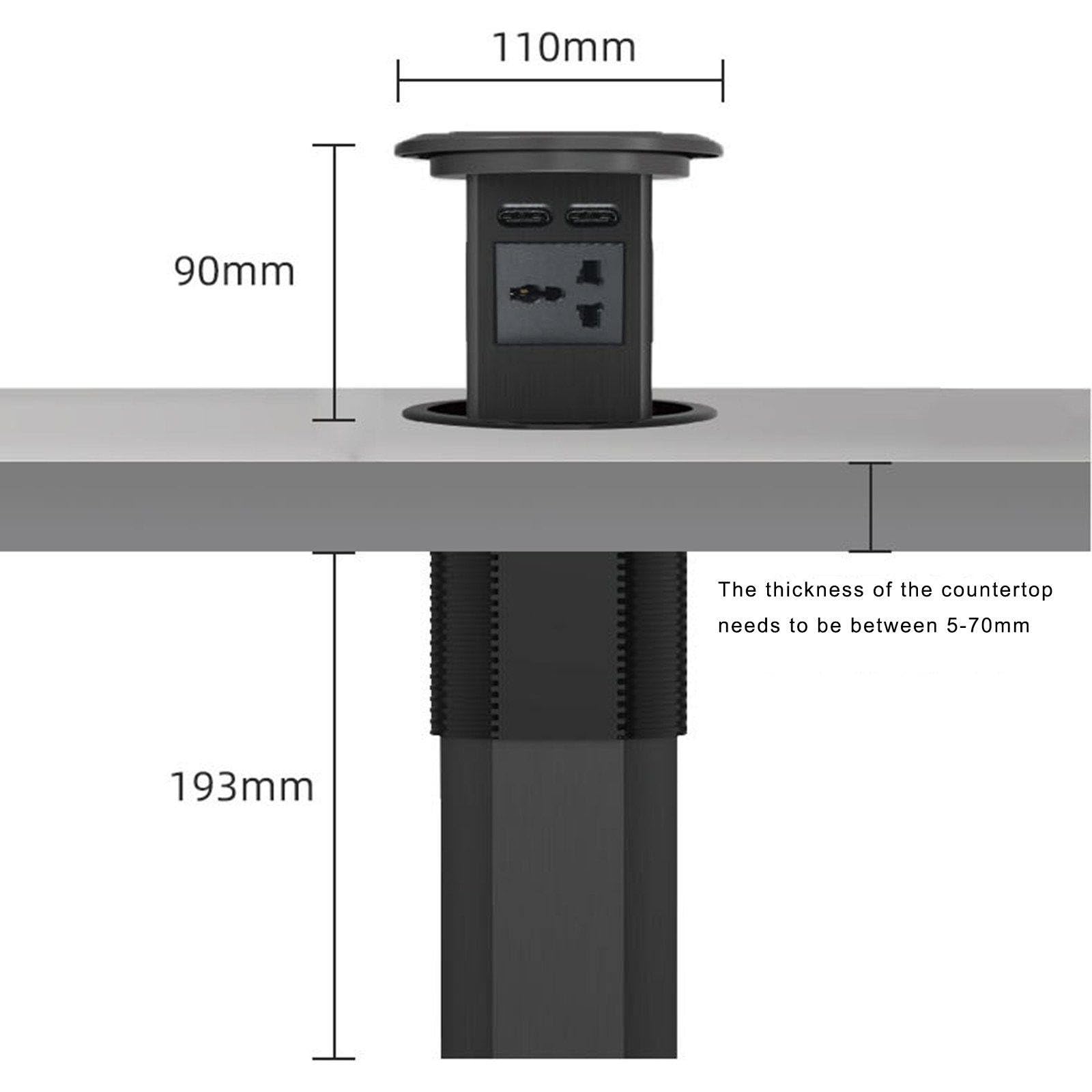 Ciabatta pop-up automatica, presa Smart Stealth Lift con ricarica wireless da 15 W e altoparlanti, adatta per scrivanie/scrivanie da ufficio/isole cucina