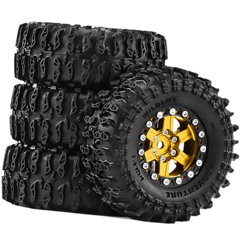 Pneus RC pour Course en Intérieur, Roues de Simulation en Aluminium Or
