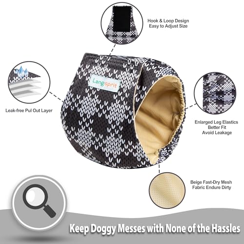Image of Langsprit Dog Belly Bands Pack (3) - High Absorbing, Washable Reusable Diapers - Small to XXL Plaid-1