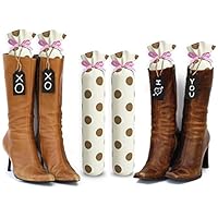 My Boot Trees - Boot Shaper Stands for Closet Organization - Keeps Them Shaped Properly - Many Patterns to Choose from - 1 Pair (Cream with Brown Polka Dots)