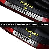 KPGDG 4 PCS Fit for All New Mazda CX-5 CX5 2017 2018 2019 2020 Stainless Steel External Door Sill Scuff Plate Guard Sills Protector Trim - Black