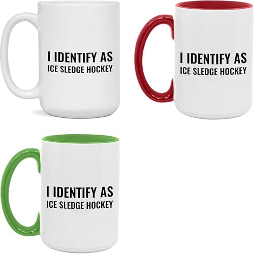 EarlyTees I identify as Ice Sledge Hockey Mug White 15oz