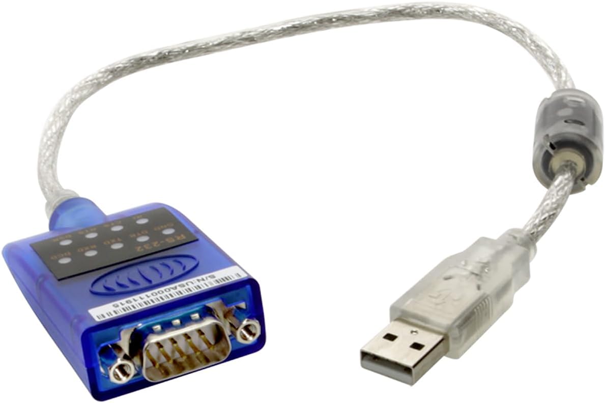 Gearmo USB 2.0 to RS-232 Serial Adapter - Genuine FTDI Chipset, Dual-Color LED Indicators Lights, Plug & Play, Use Legacy DB9 Serial Devices with Modern USB Systems (16 in. Cable)