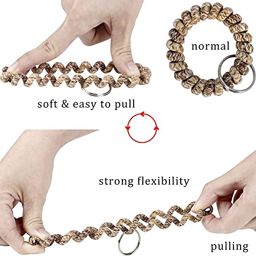 Image of BIHRTC Wristlet Keychain Bracelet Flexible Spiral Coil Spring Key Ring for ID Badge, Gym, School, Hotel and Pool Locker Keys, Purple Blue Pink, 1.6inch, Casual