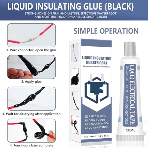 Image of 3-Pack Liquid Electrical Tape, 30ml Waterproof Insulating Tube for Electrical Wire and Cable Repair, Versatile Application, Easy to Apply Strong Adhesion Heat and Cold Resistant (3)