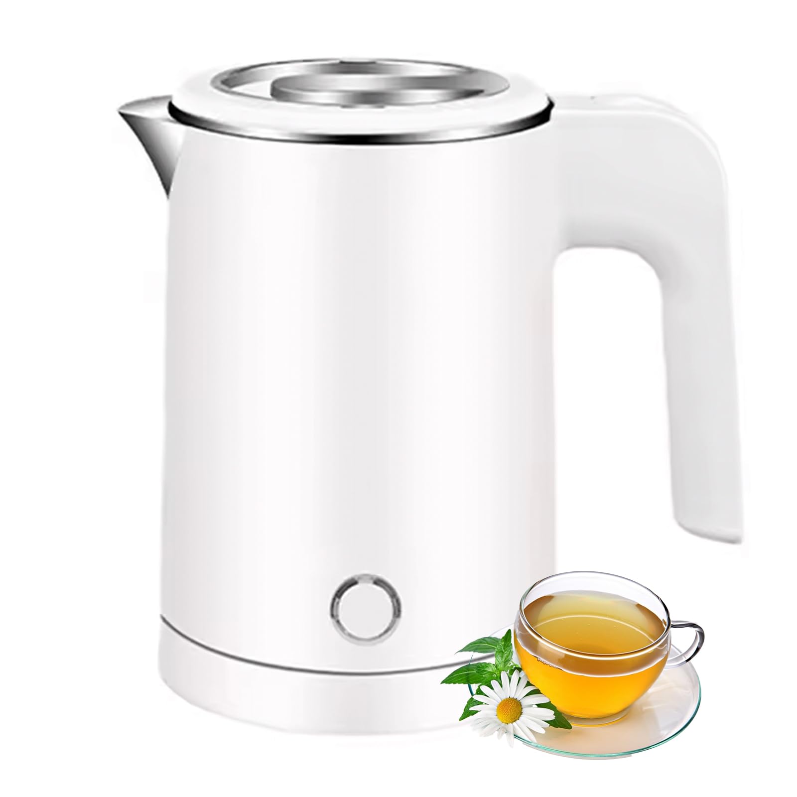 VOLTIX Bollitore Elettrico in Acciaio Inossidabile 0,5L, 600W, bollitore portatile – bollitore elettrico piccolo Ideale per Casa, Ufficio e Viaggi, Senza BPA (Bianco)
