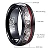 VAKKI 8mm Mens Black Wedding Rings Celtic Spiral Pattern Red Guitar String Inlay Engagement Band Perfect Fit Size R #4